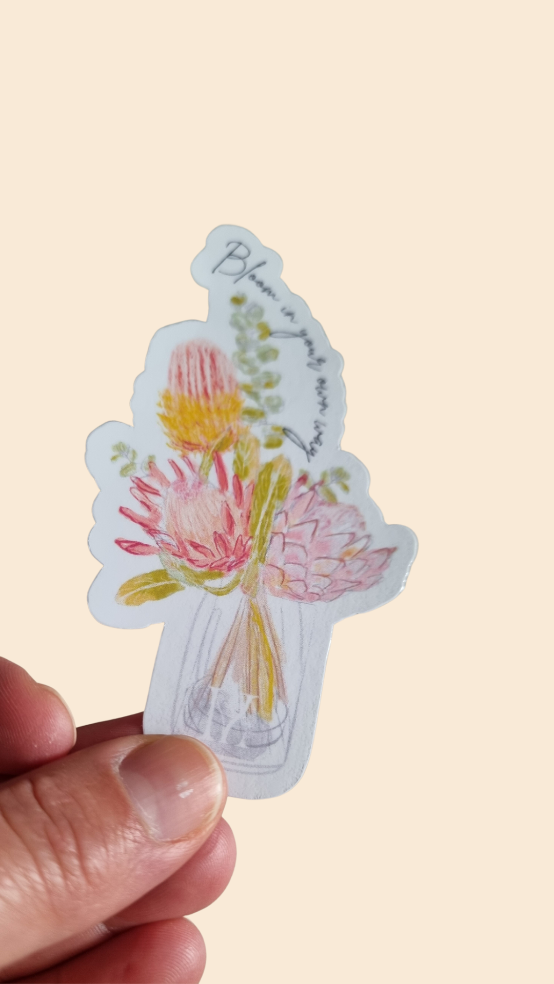 Protea flower arrangement die cut sticker