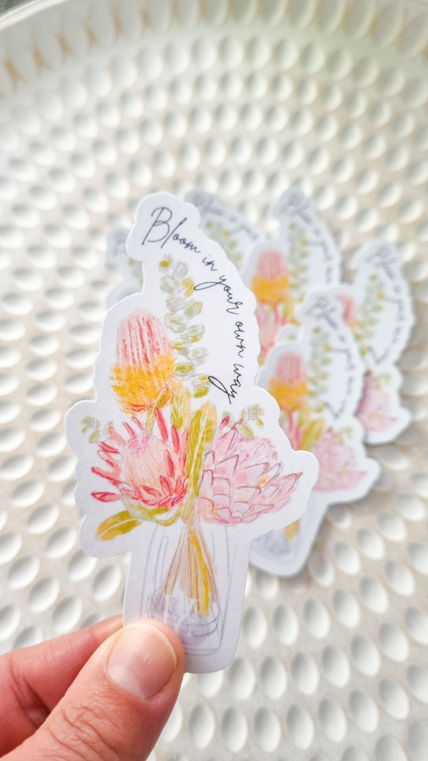 Protea flower arrangement die cut sticker