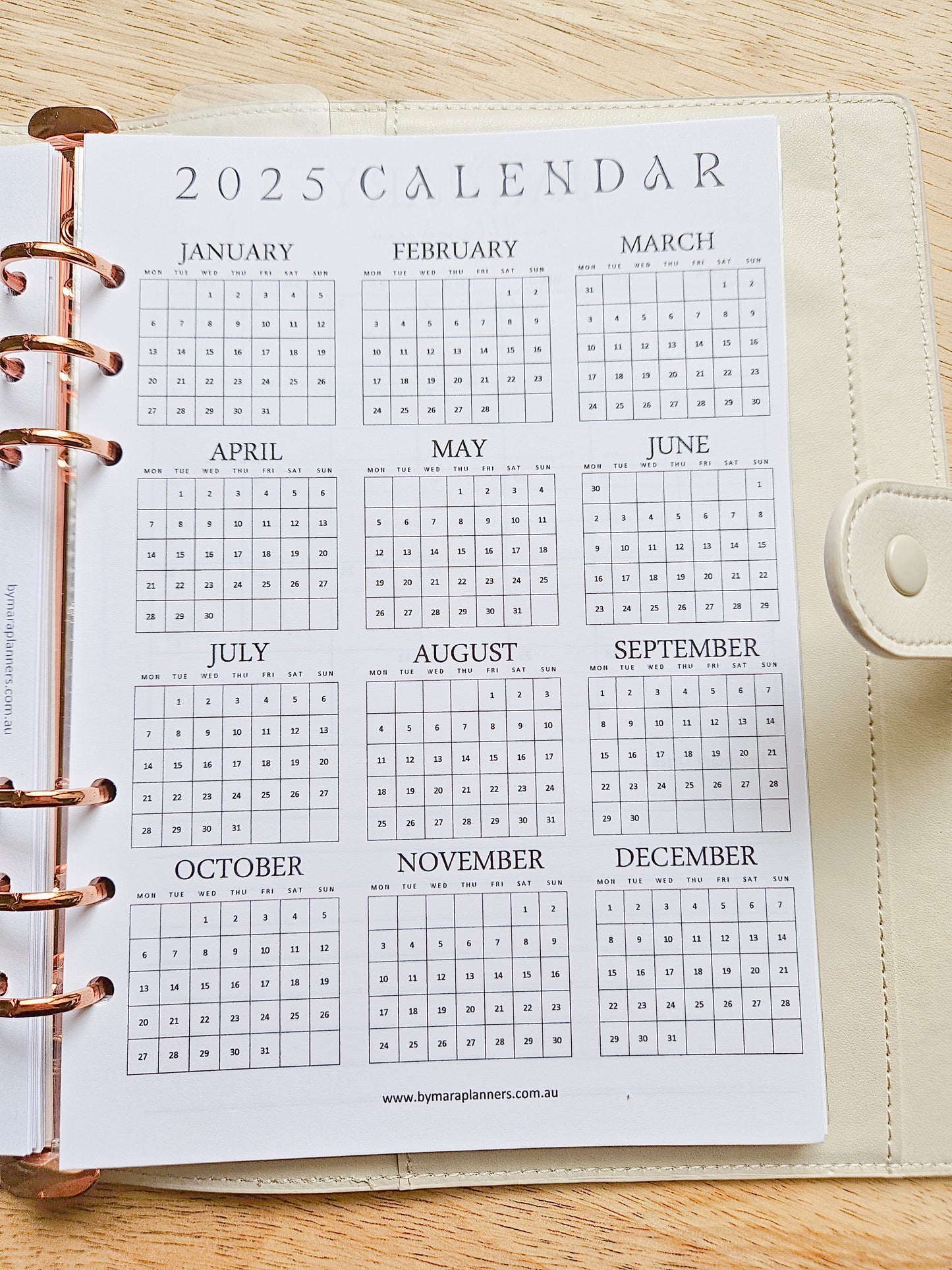 2025 Monthly Overview| Planner inserts | A5