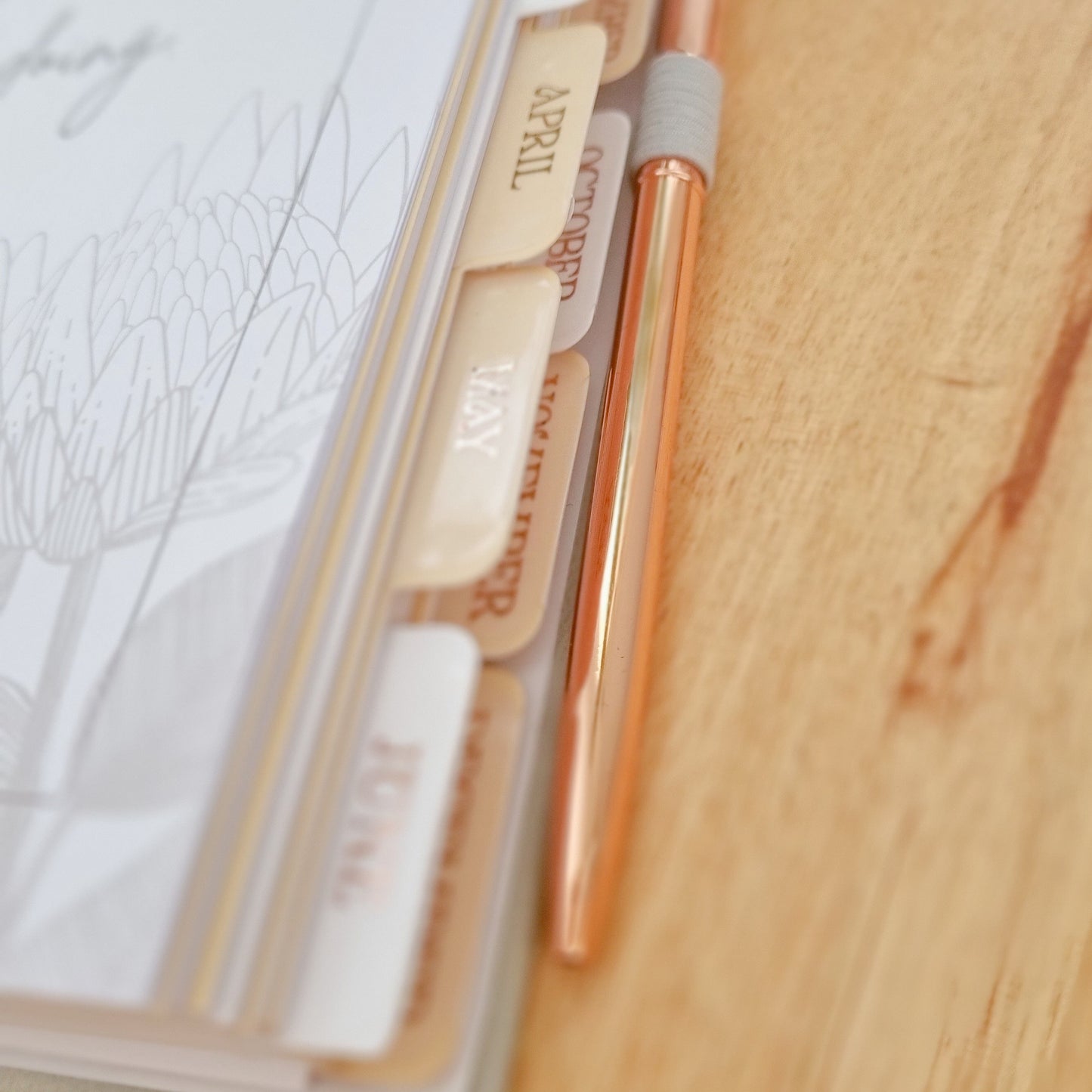 Rose Gold Foiled monthly tab Stickers