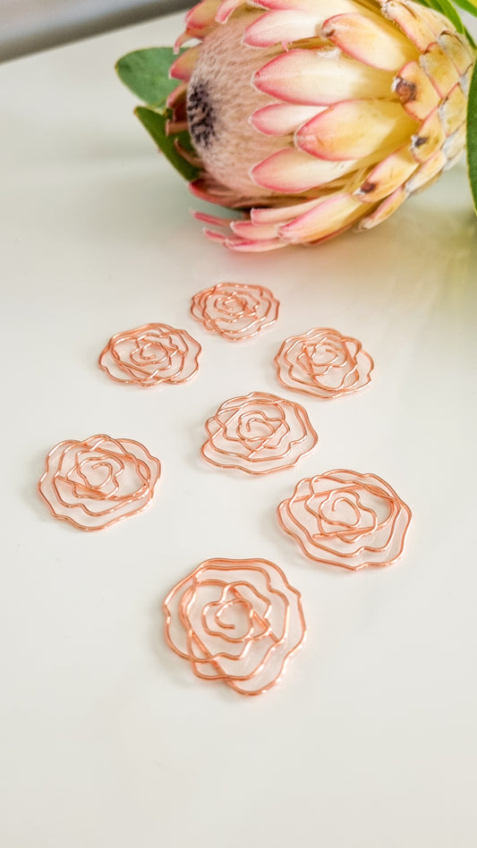 Rose gold Flower paper clips