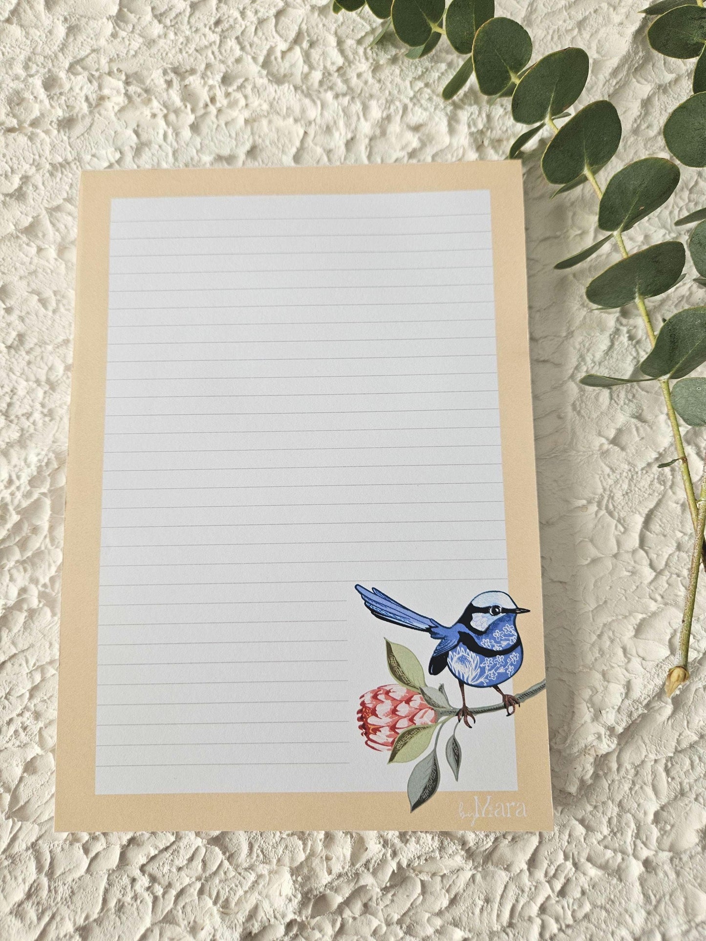 A5 Notepad - Blue Ren and Protea Bloom