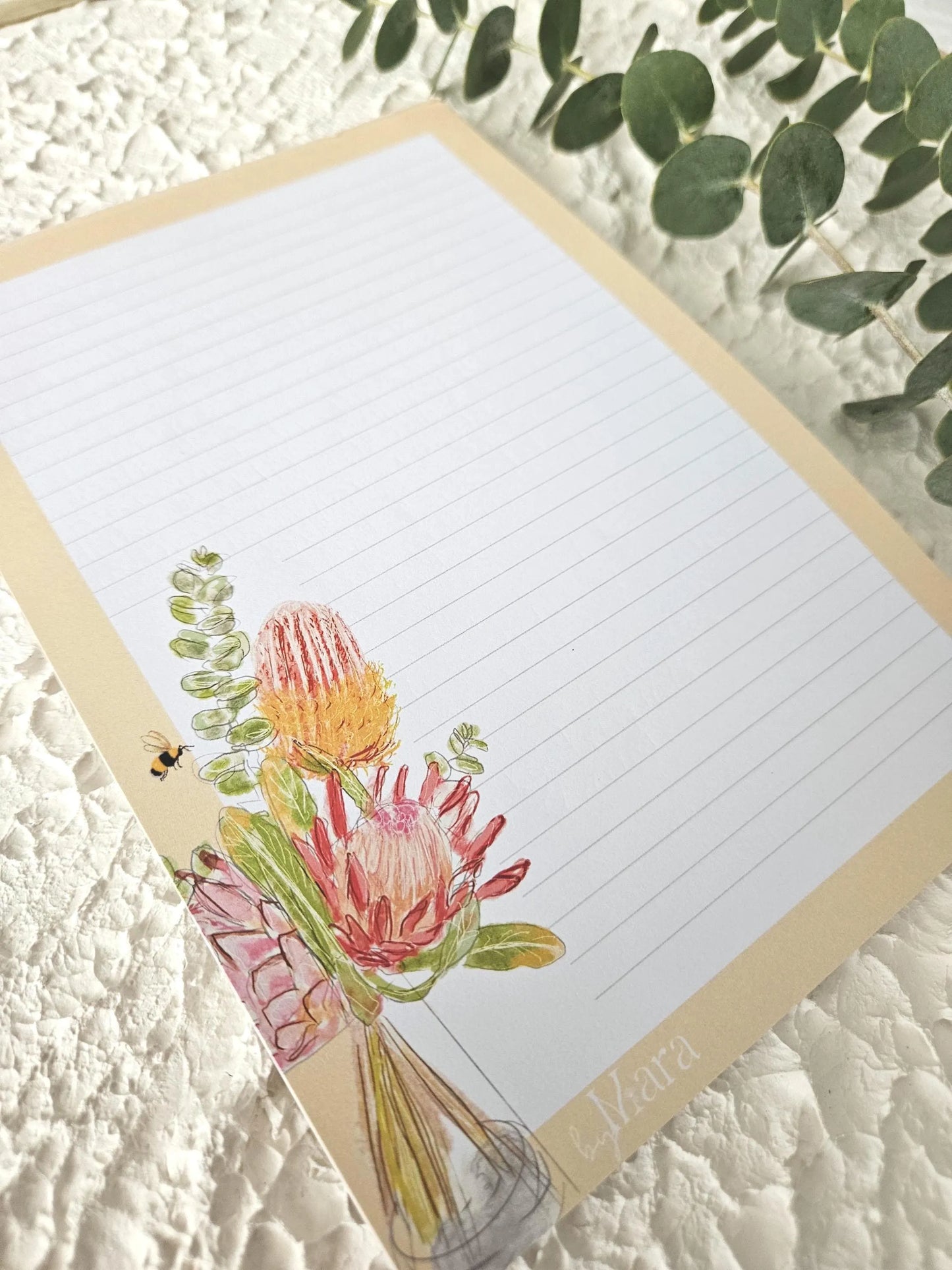 Lined Notepad  - Vase of Native flowers
