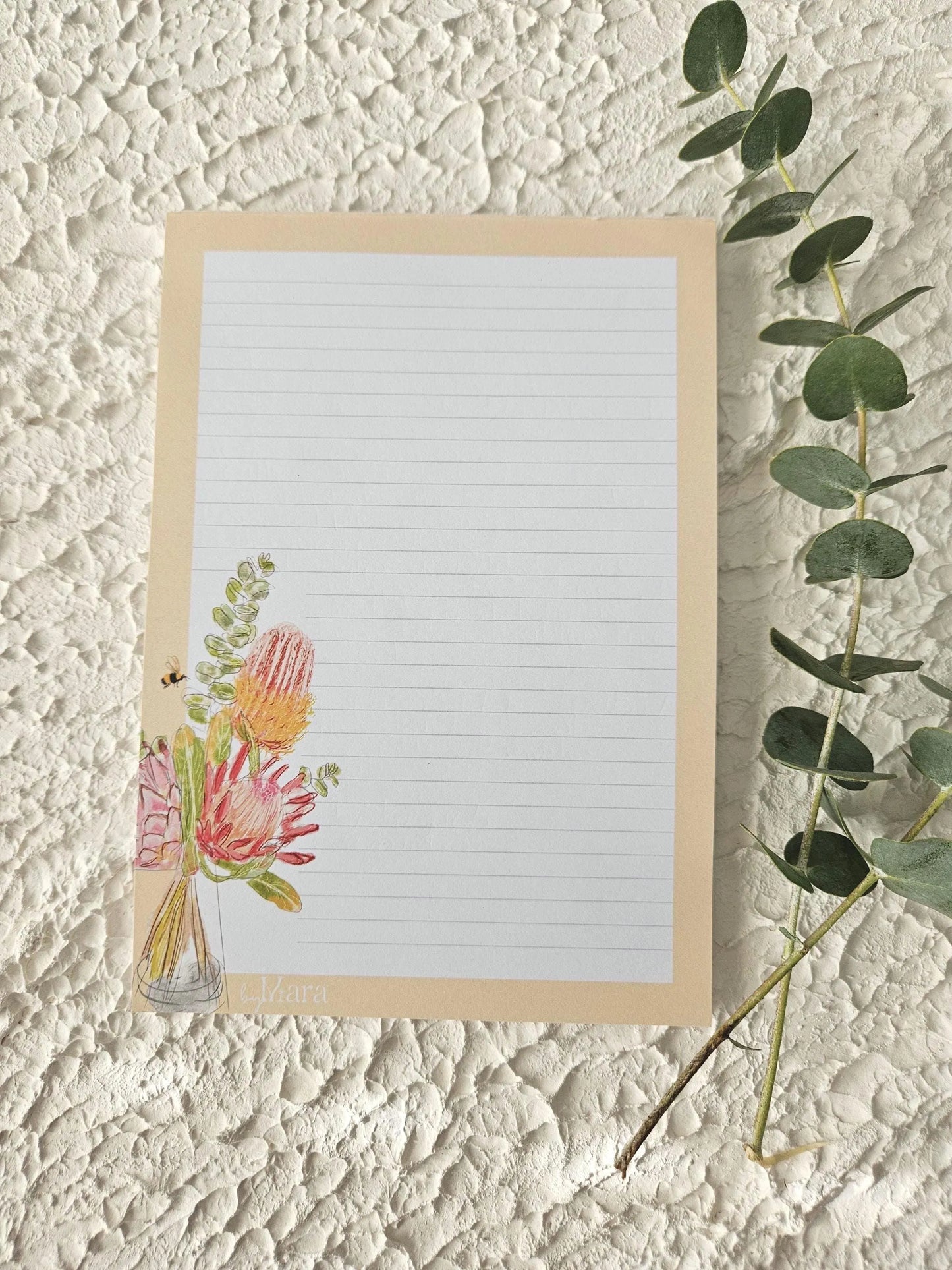 Lined Notepad  - Vase of Native flowers
