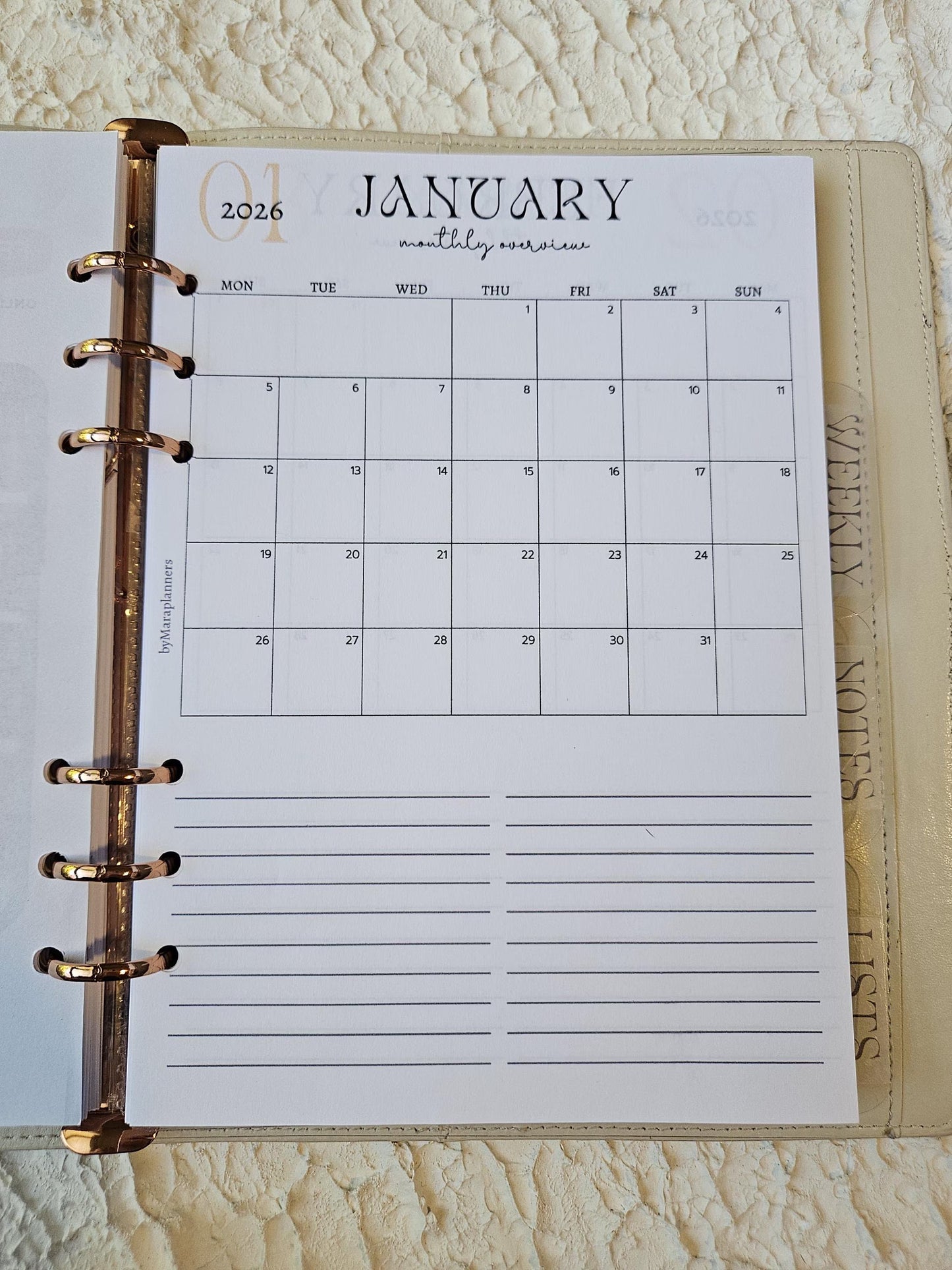 2026 Monthly Overview| Planner inserts | A5