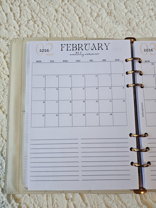 2026 Monthly Overview| Planner inserts | A5