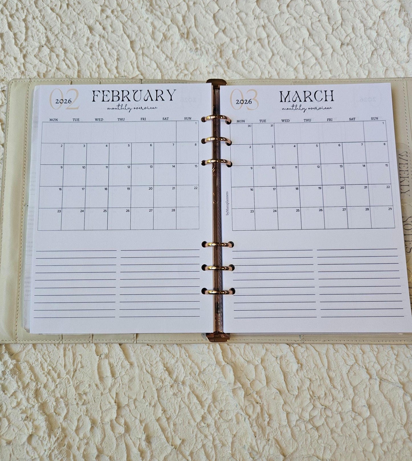 2026 Monthly Overview| Planner inserts | A5